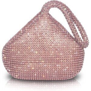 Women Pink Hand Bags Purses Rhinestone Clutch Party Wedding